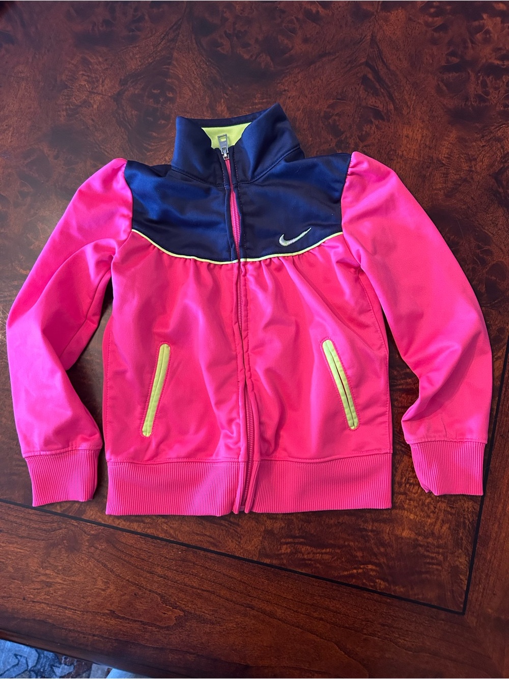 Nike‎ Girls Track Jacket Full Zip Swoosh on Front Pink And Navy Size 4T
